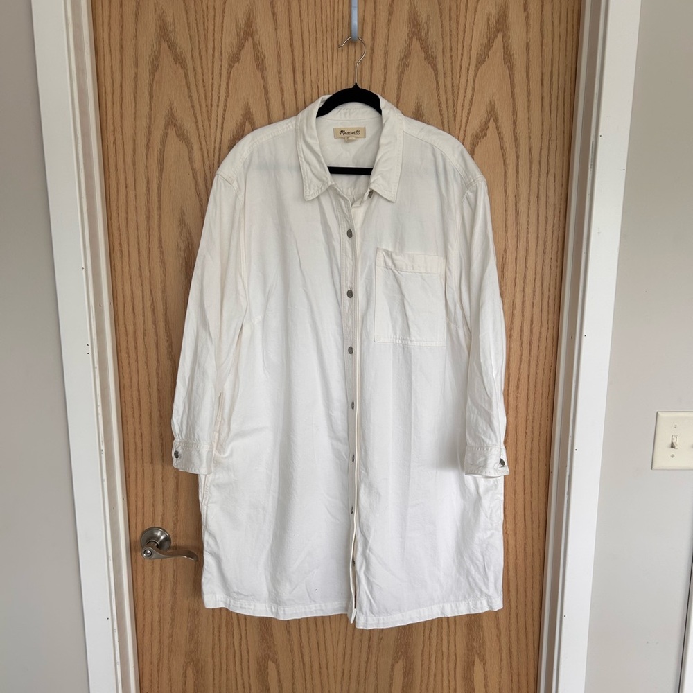 Madewell White Denim Button-Front Shirt Dress